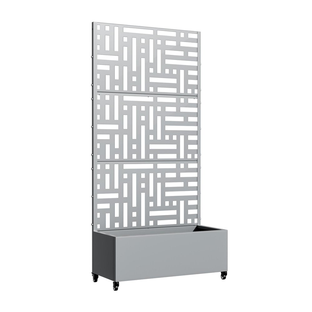 73" X 35" Gray Geometric Galvanized Metal Rectangular Planter Box