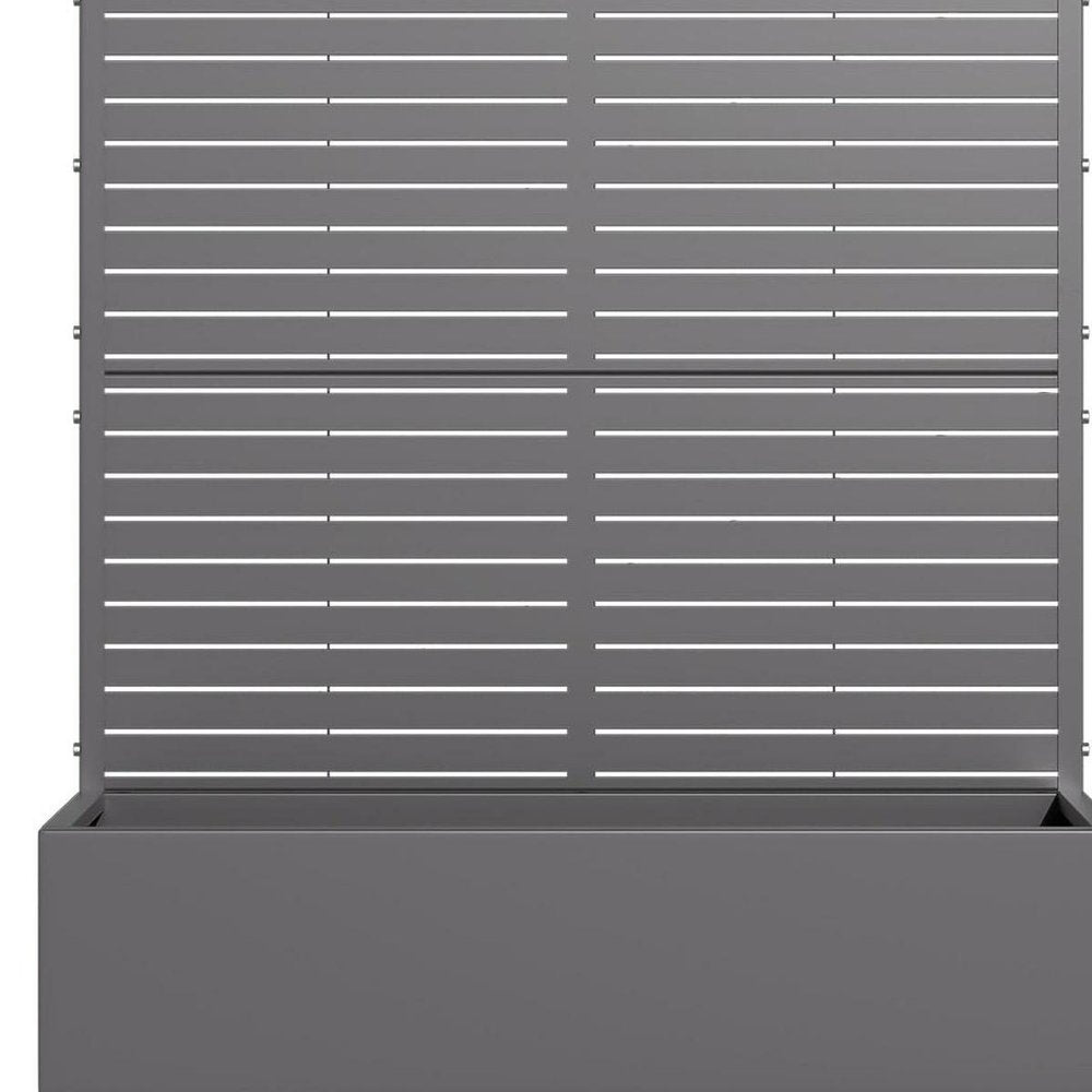 73" X 47" Gray Striped Galvanized Metal Rectangular Planter Box