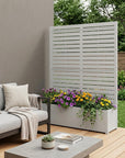 73" X 35" White Striped Galvanized Metal Rectangular Planter Box
