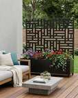 47" X 47" Black Geometric Galvanized Metal Rectangular Planter Box