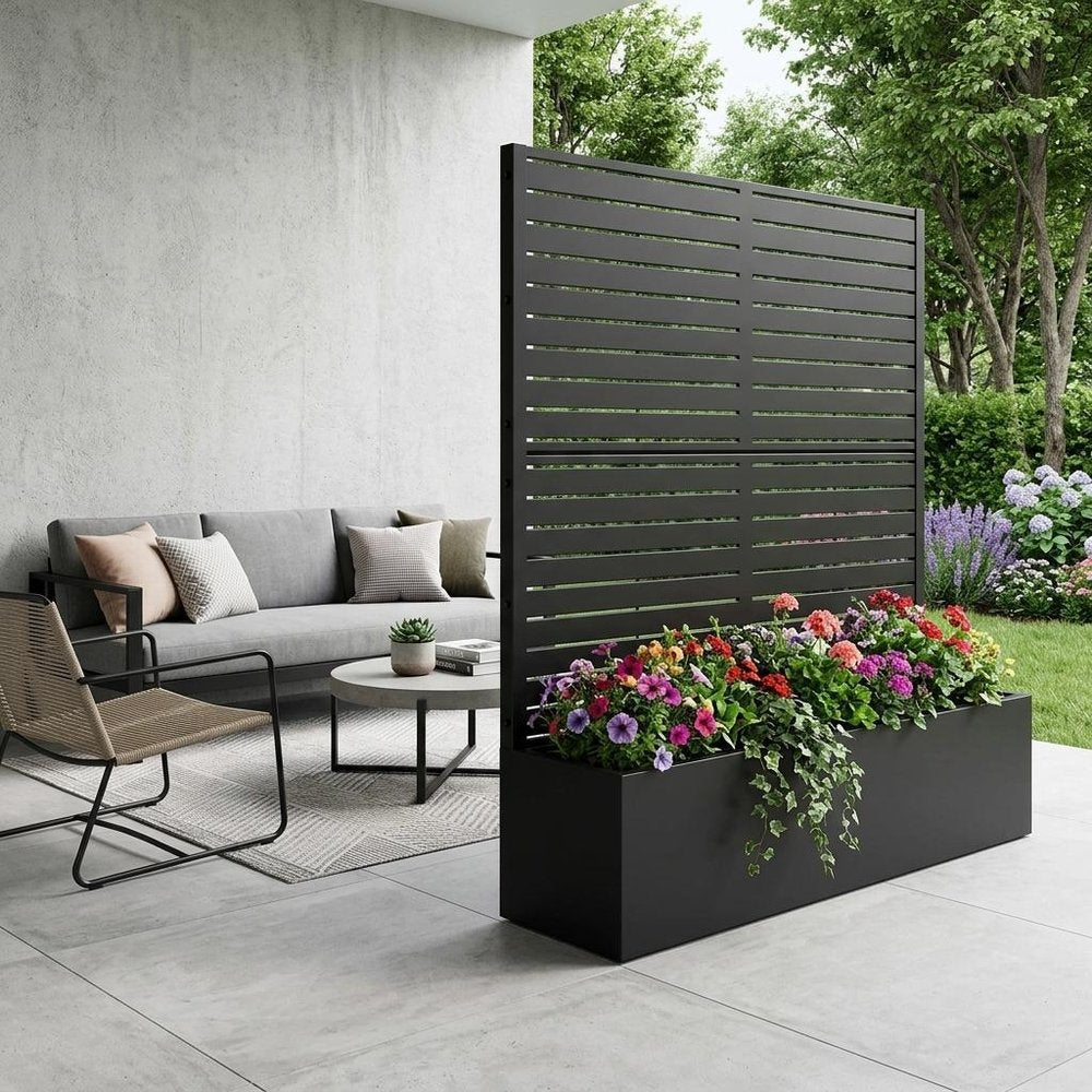 73" X 47" Black Striped Galvanized Metal Oval Planter Box