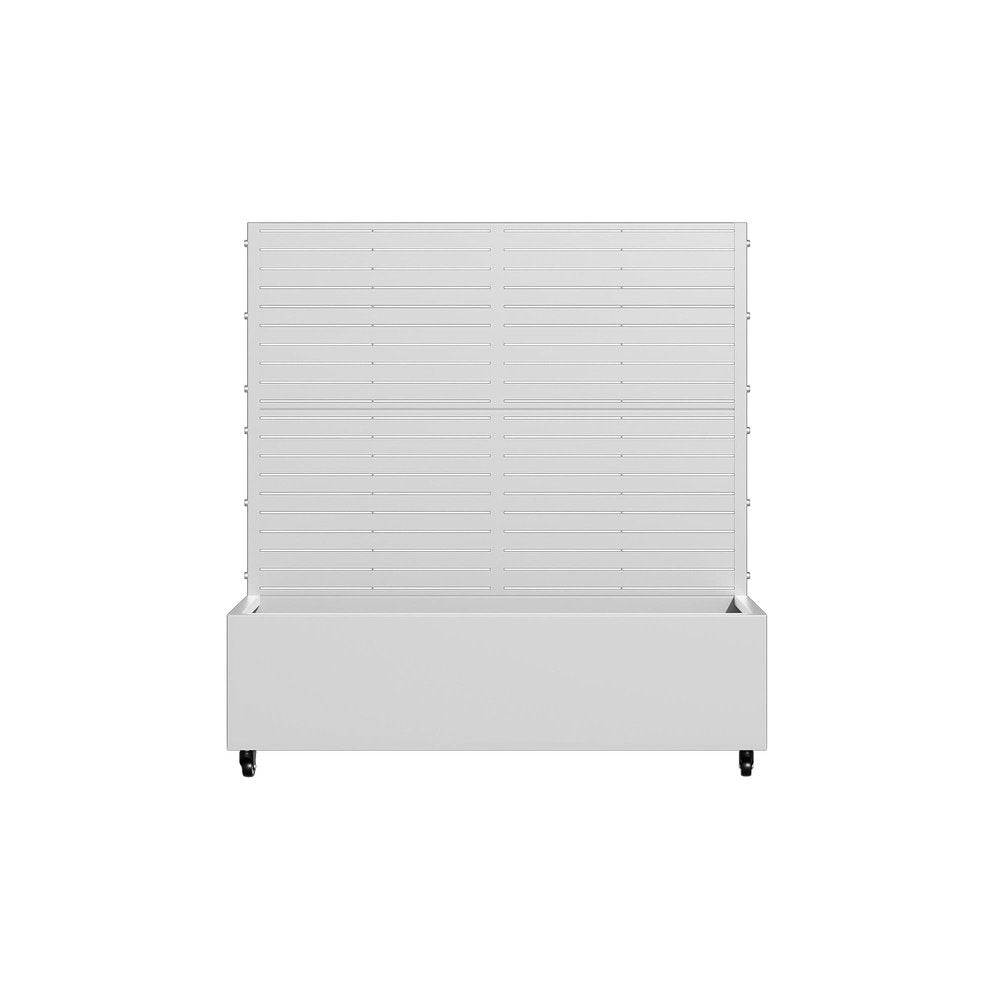 47" X 47" White Striped Galvanized Metal Rectangular Planter Box