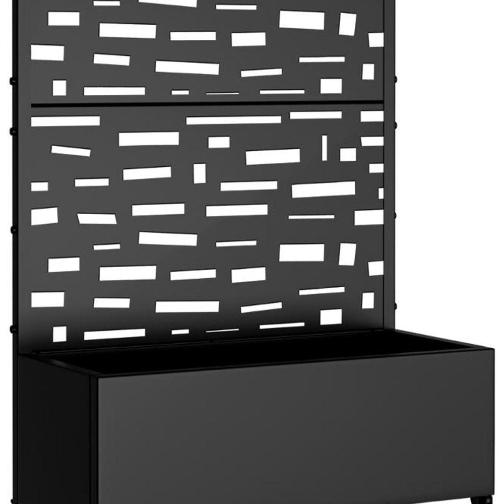 73" X 35" Black Geometric Galvanized Metal Rectangular Planter Box