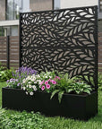 Set of Two Black Botanical Galvanized Metal Rectangular Planter Box
