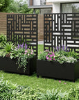 Set of Two Black Geometric Galvanized Metal Rectangular Planter Box