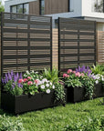Set of Two Black Striped Galvanized Metal Rectangular Planter Box