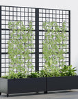 Set of Two Black Geometric Galvanized Metal Rectangular Planter Box