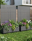 Set of Two Gray Striped Galvanized Metal Rectangular Planter Box