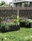 Set of Two Black Geometric Galvanized Metal Rectangular Planter Box
