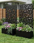 Set of Two Black Geometric Galvanized Metal Rectangular Planter Box