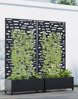 Set of Two Black Geometric Galvanized Metal Rectangular Planter Box