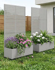 Set of Two Gray Striped Galvanized Metal Rectangular Planter Box