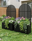 Set of Two Black Striped Galvanized Metal Oval Planter Box