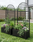 Set of Two Black Geometric Galvanized Metal Oval Planter Box