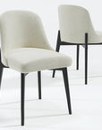Set of Two White And Black Chenille And Wood Dining Side Chairs