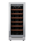 34" X 15" Clear and Silver Stainless Steel Single Compartment Wine Refrigerator