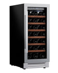 34" X 15" Clear and Silver Stainless Steel Single Compartment Wine Refrigerator