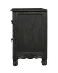 27" White Solid Wood Square Distressed Carved Floral Two Drawer Nightstand