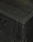 27" White Solid Wood Square Distressed Carved Floral Two Drawer Nightstand