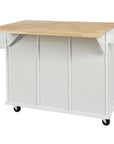 53" Brown and White Wood Flat Door Rolling Kitchen Cart With Storage