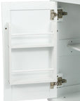 53" Brown and White Wood Flat Door Rolling Kitchen Cart With Storage