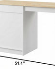 51" Brown and White Wood Flat Door Rolling Kitchen Cart