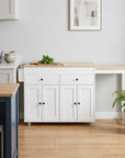 51" Brown and White Wood Flat Door Rolling Kitchen Cart