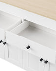 51" Brown and White Wood Flat Door Rolling Kitchen Cart