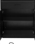 55" Brown and Black Wood Flat Door Kitchen Cart