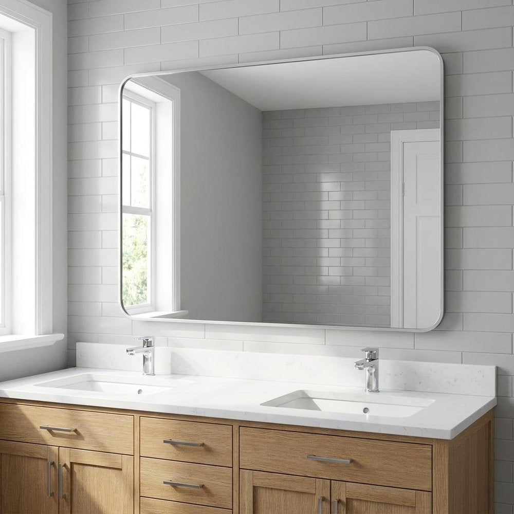 40" X 30" Silver Aluminum Framed Bathroom Vanity Mirror
