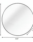 32" Black Aluminum Round Framed Bathroom Vanity Mirror