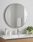 32" Black Aluminum Round Framed Bathroom Vanity Mirror