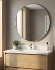 32" Black Aluminum Round Framed Bathroom Vanity Mirror