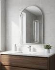 36" X 24" Silver Aluminum Arch Framed Bathroom Vanity Mirror
