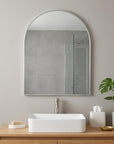 40" X 30" Silver Aluminum Arch Framed Bathroom Vanity Mirror