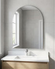 40" X 30" Silver Aluminum Arch Framed Bathroom Vanity Mirror