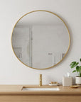 30" Gold Aluminum Round Framed Bathroom Vanity Mirror