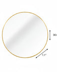 30" Gold Aluminum Round Framed Bathroom Vanity Mirror
