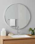 39" X 39" Silver Aluminum Round Framed Bathroom Vanity Mirror