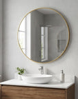 39" X 39" Silver Aluminum Round Framed Bathroom Vanity Mirror
