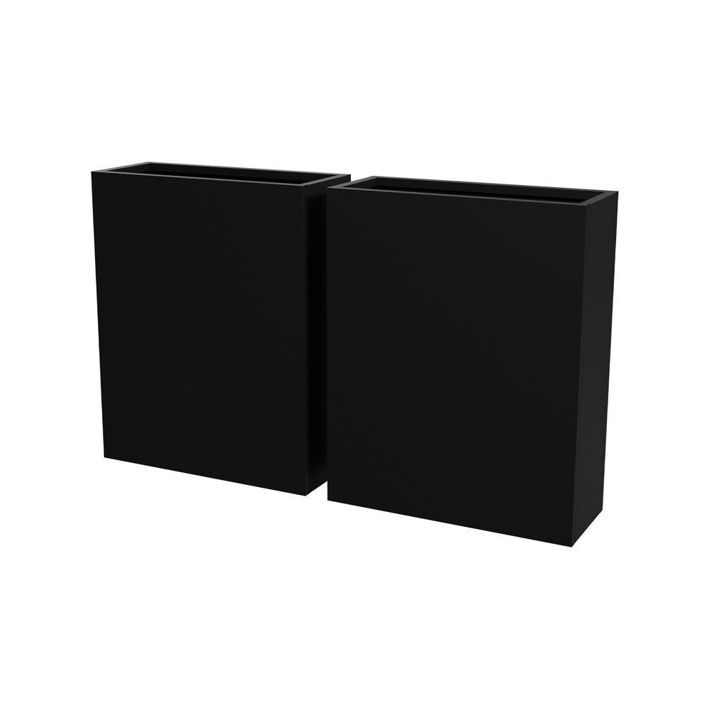 Set of Two Black Metal Rectangular Pot Planter