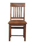 Set of Two 18" Brown Top Grain Leather And Solid Wood Side Chair