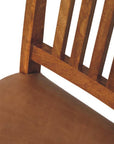 Set of Two 18" Brown Top Grain Leather And Solid Wood Side Chair