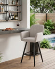 31" Beige Aluminum Swivel Outdoor Bar Height Chair