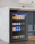 33" X 22" Clear And Black Stainless Steel Single Compartment Can Beverage Refrigerator