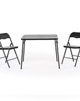 Three Piece Black Square Wood Dining Set with Two Chairs
