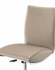 Set of Two Brown And Silver Faux Leather And Metal Low Back Adjustable Height Swivel Bar Chairs