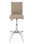 Set of Two Brown And Silver Faux Leather And Metal Low Back Adjustable Height Swivel Bar Chairs