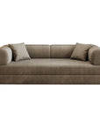 79" Camel Corduroy Convertible Futon Sleeper Sofa With Toss Pillows