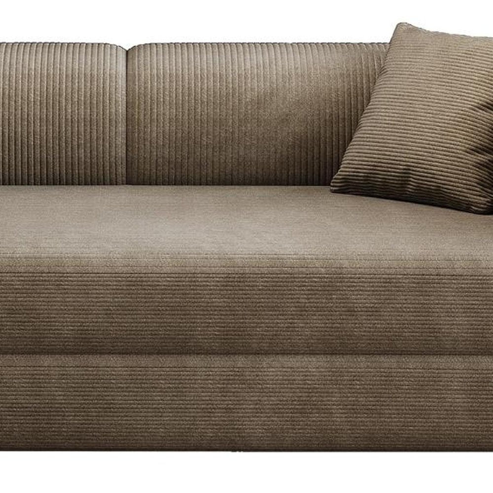 79" Camel Corduroy Convertible Futon Sleeper Sofa With Toss Pillows